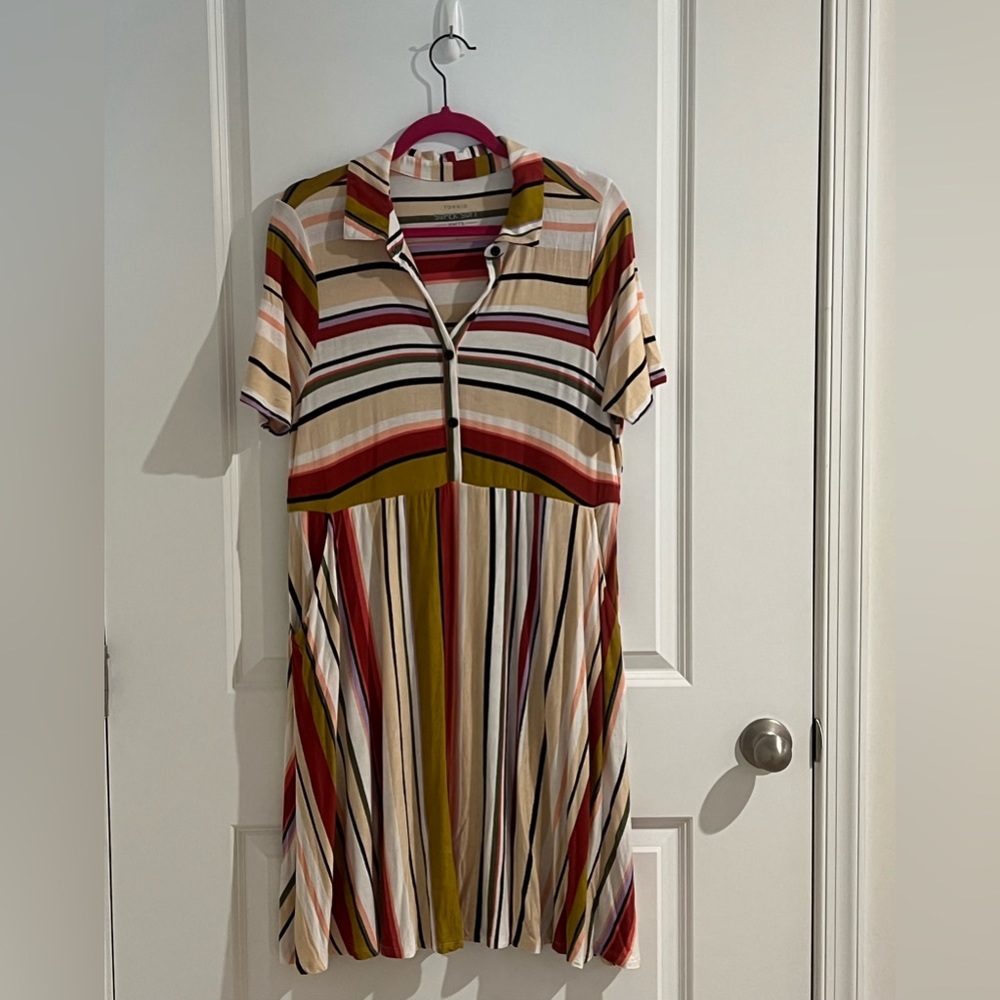 Torrid Collared Skater Dress Multicolored Stripe